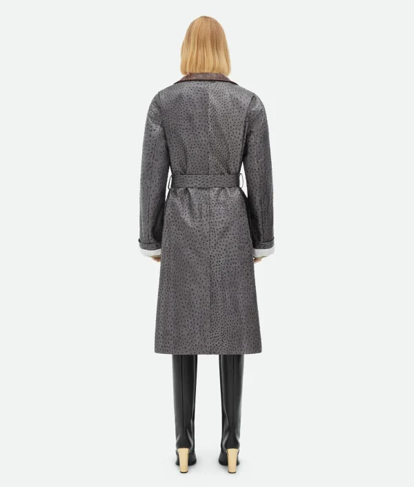 Bottega Veneta Ostrich-Effect Leather Belted Coat>Women Leather | Coats