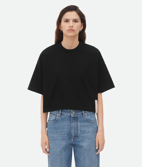 Bottega Veneta Pima Cotton Jersey Crop T-Shirt>Women Tops And T-Shirts