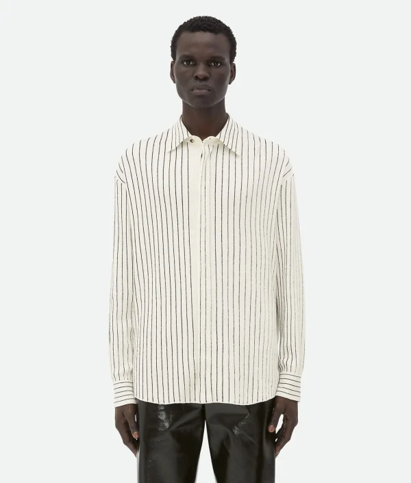 Bottega Veneta Pinstripe Knitted Linen Shirt> Shirts