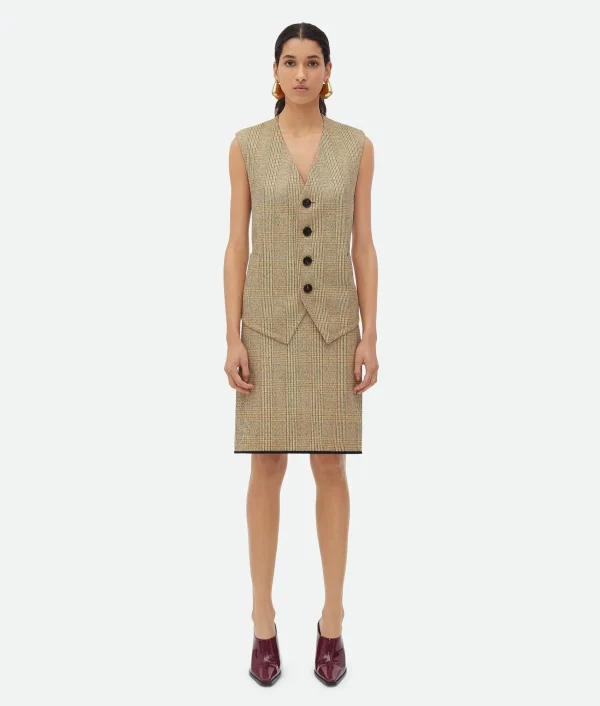 Bottega Veneta Prince Of Wales Wool Skirt>Women Skirts