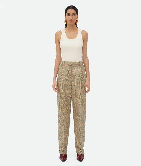 Bottega Veneta Prince Of Wales Wool Trousers>Women Trousers And Shorts