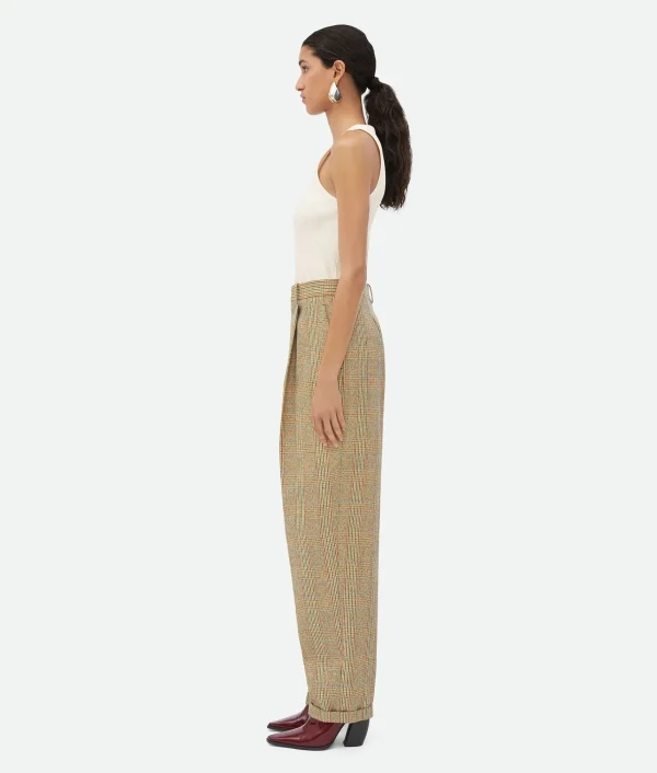 Bottega Veneta Prince Of Wales Wool Trousers>Women Trousers And Shorts