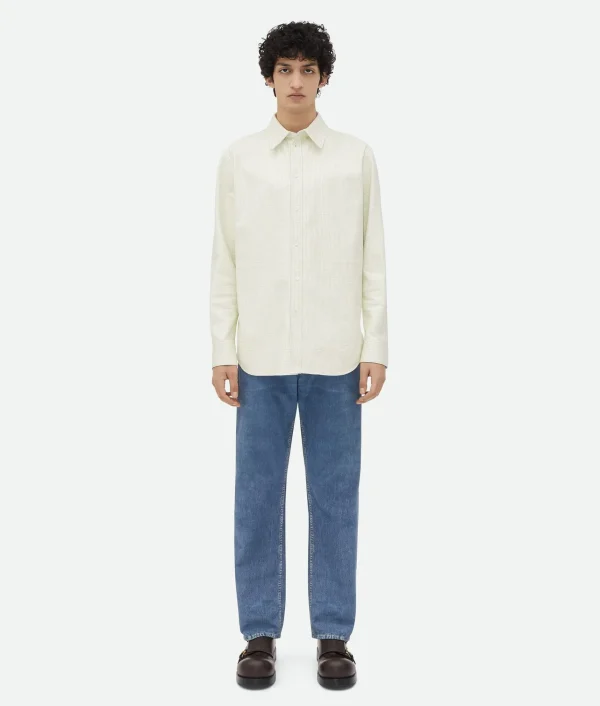 Bottega Veneta Printed Leather Check Shirt> Leather