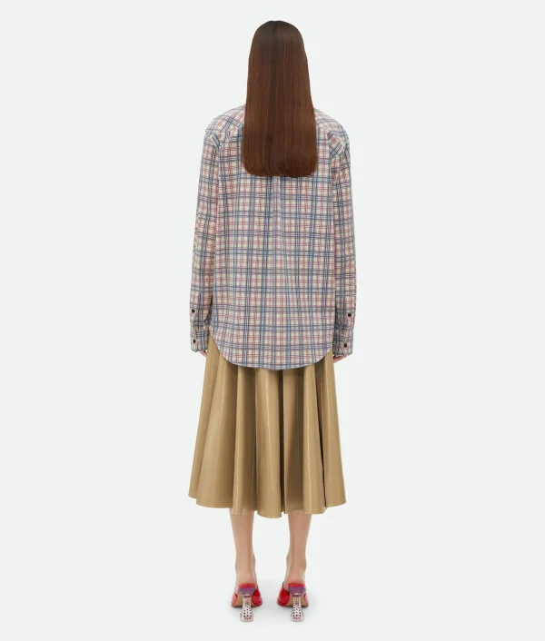 Bottega Veneta Printed Leather Checked Shirt>Women Shirts | Leather