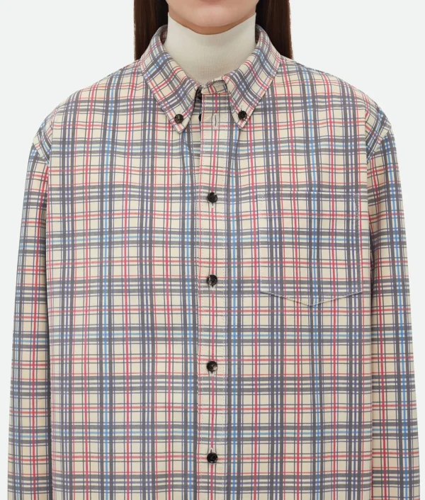 Bottega Veneta Printed Leather Checked Shirt>Women Shirts | Leather
