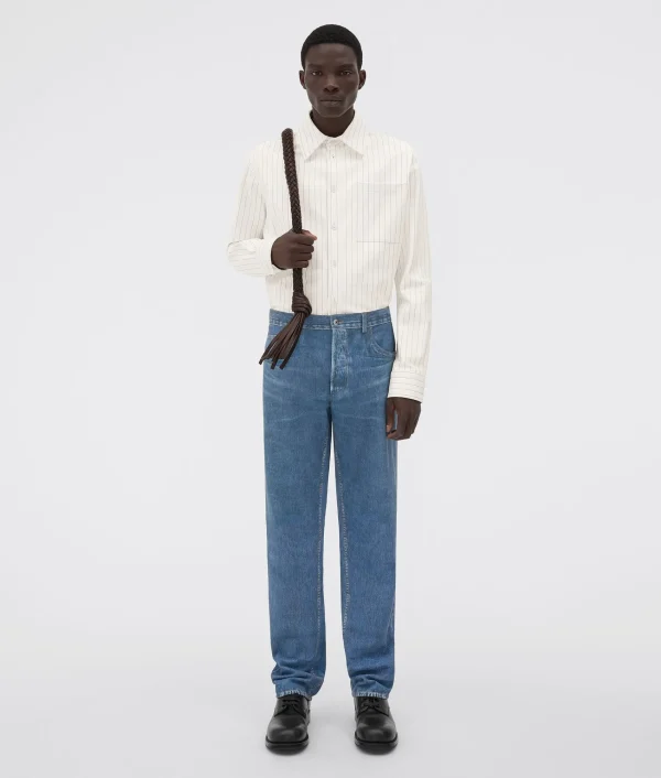 Bottega Veneta Printed Leather Denim> Trousers And Shorts | Leather
