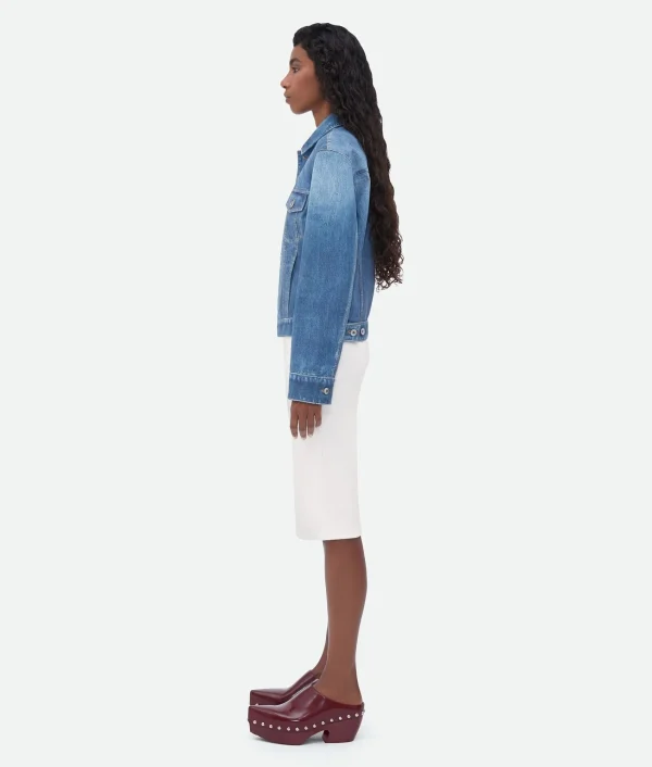 Bottega Veneta Printed Leather Denim Jacket>Women Leather | Jackets
