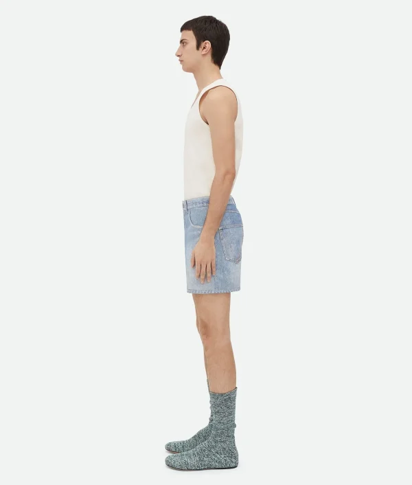 Bottega Veneta Printed Leather Denim Shorts> Denim | Trousers And Shorts