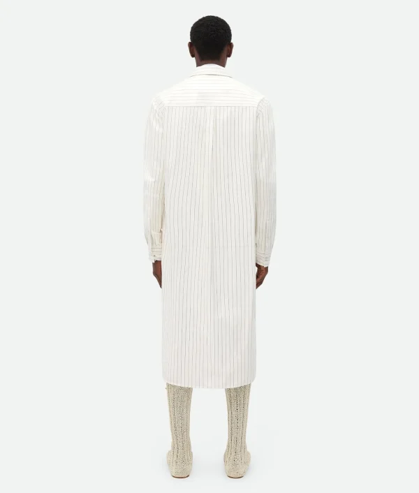 Bottega Veneta Printed Leather Pinstripe Long Shirt> Shirts | Leather