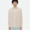 Bottega Veneta Printed Leather Striped Shirt> Shirts | Leather