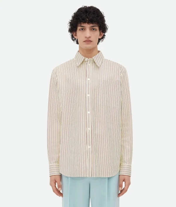 Bottega Veneta Printed Leather Striped Shirt> Shirts | Leather