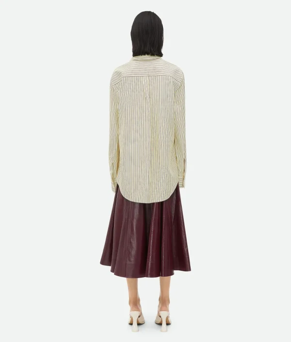 Bottega Veneta Printed Leather Striped Shirt>Women Shirts | Leather