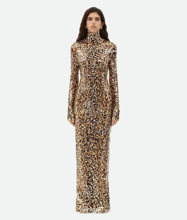 Bottega Veneta Printed Sequins Cotton Dress>Women Dresses