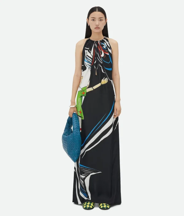 Bottega Veneta Printed Viscose Dress With Knot Detail At Neck>Women Dresses