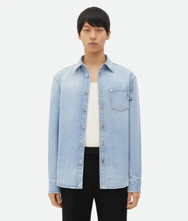 Bottega Veneta Relaxed Fit Light-Bleached Denim Shirt> Shirts | Denim