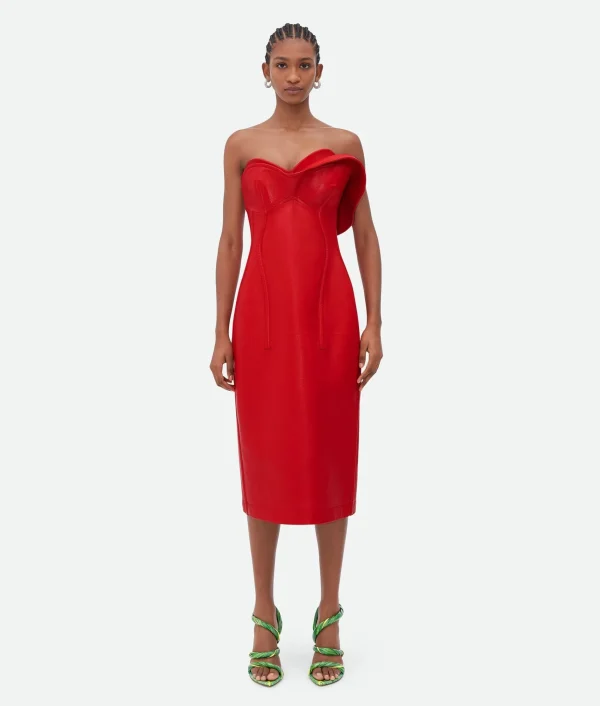 Bottega Veneta Shiny Leather Bustier Dress>Women Leather | Dresses