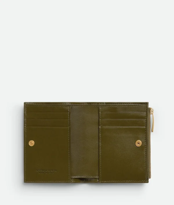 Bottega Veneta Small Intrecciato Bi-Fold Zip Wallet>Women Small Wallets