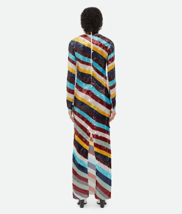 Bottega Veneta Striped Cotton Sequined Dress>Women Dresses