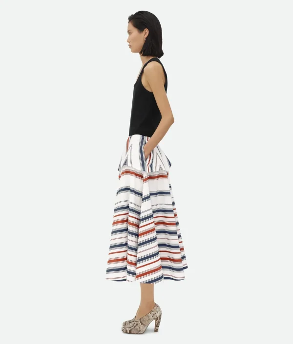 Bottega Veneta Striped Cotton Skirt>Women Skirts
