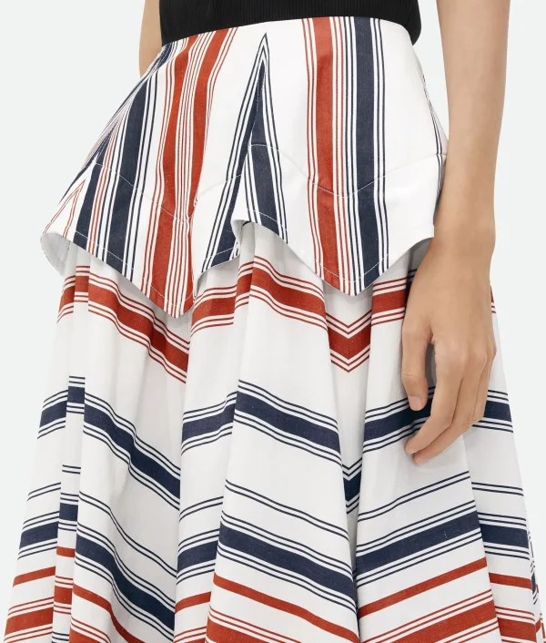 Bottega Veneta Striped Cotton Skirt>Women Skirts