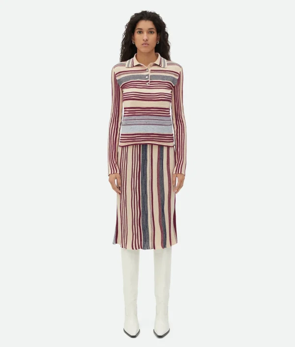 Bottega Veneta Striped Linen Polo>Women Knitwear