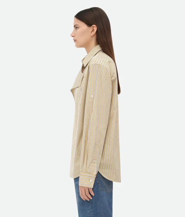 Bottega Veneta Striped Poplin Shirt>Women Shirts