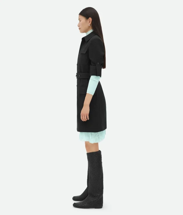 Bottega Veneta Textured Criss-Cross Belted Dress>Women Dresses