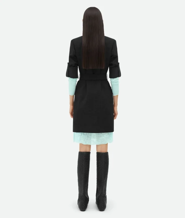 Bottega Veneta Textured Criss-Cross Belted Dress>Women Dresses