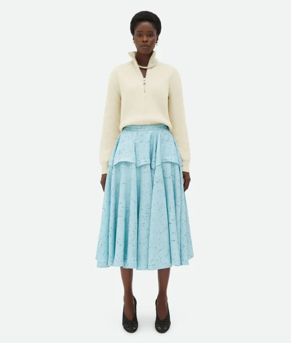 Bottega Veneta Textured Criss-Cross Viscose Silk Skirt>Women Skirts