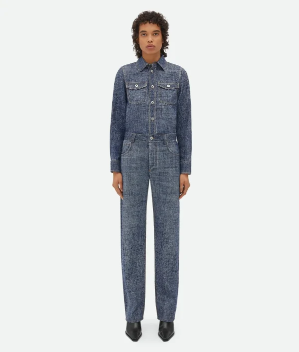 Bottega Veneta Textured Denim Viscose Trousers>Women Denim