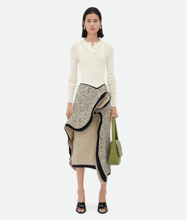 Bottega Veneta Textured Terrazzo Cotton Ruffle Skirt>Women Skirts