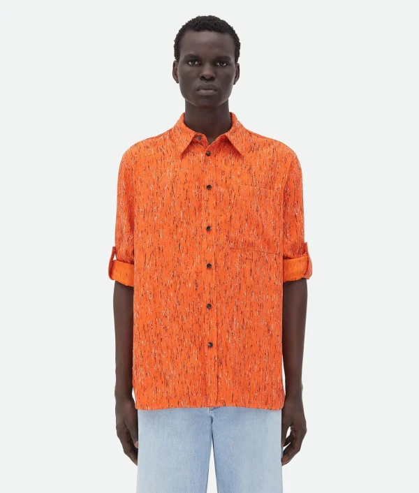 Bottega Veneta Textured Viscose Stripe Shirt With 