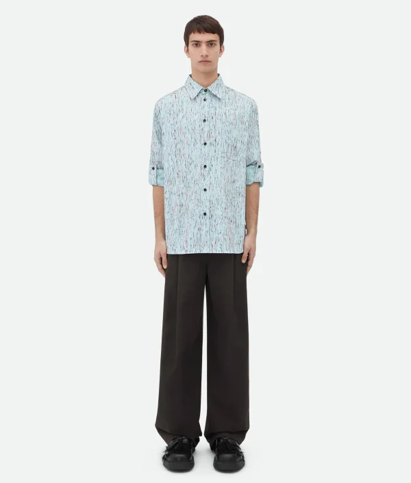 Bottega Veneta Textured Viscose Stripe Shirt With 