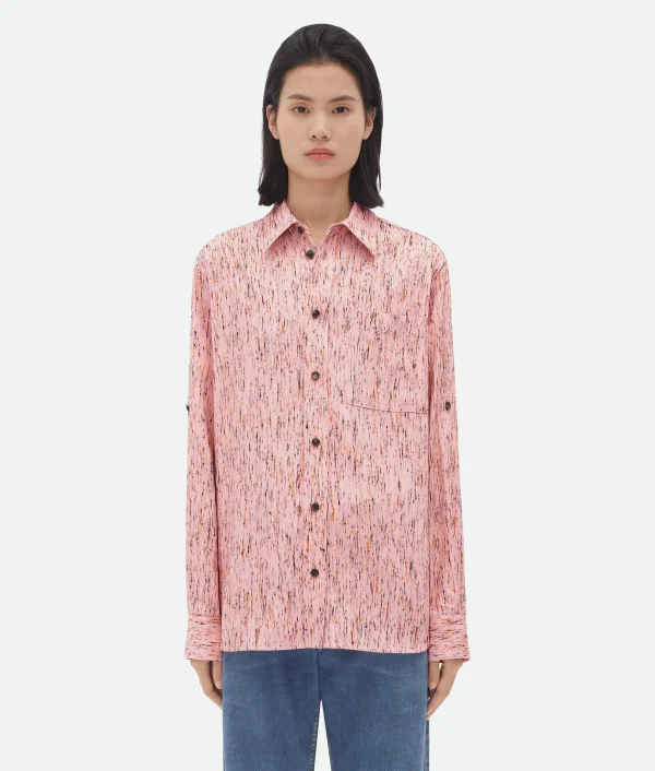 Bottega Veneta Textured Viscose Stripe Shirt With 