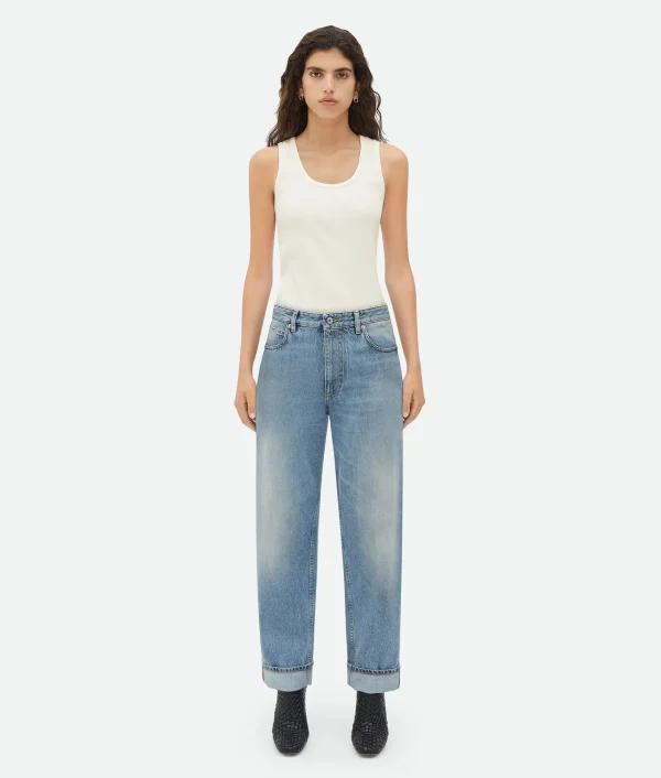 Bottega Veneta Vintage Medium Indigo Turned Up Denim>Women Denim