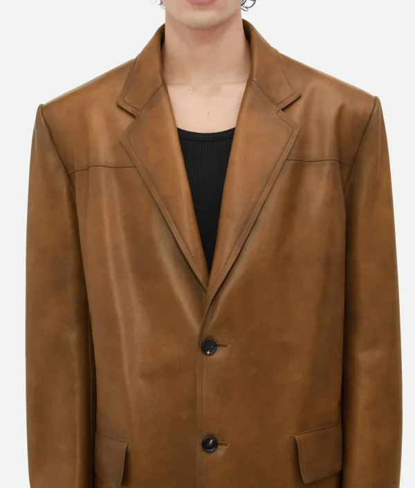 Bottega Veneta Vintage-Effect Leather Jacket> Jackets | Leather