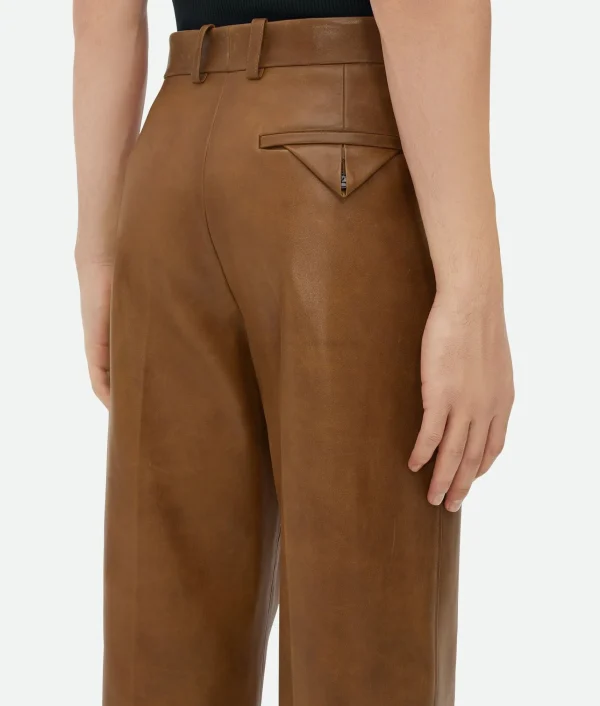 Bottega Veneta Vintage-Effect Leather Trousers> Trousers And Shorts | Leather