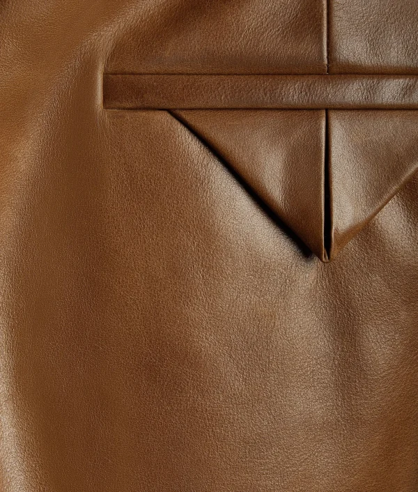 Bottega Veneta Vintage-Effect Leather Trousers> Trousers And Shorts | Leather