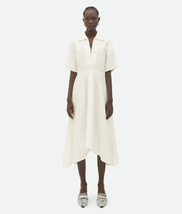 Bottega Veneta Viscose And Linen Midi Dress>Women Dresses