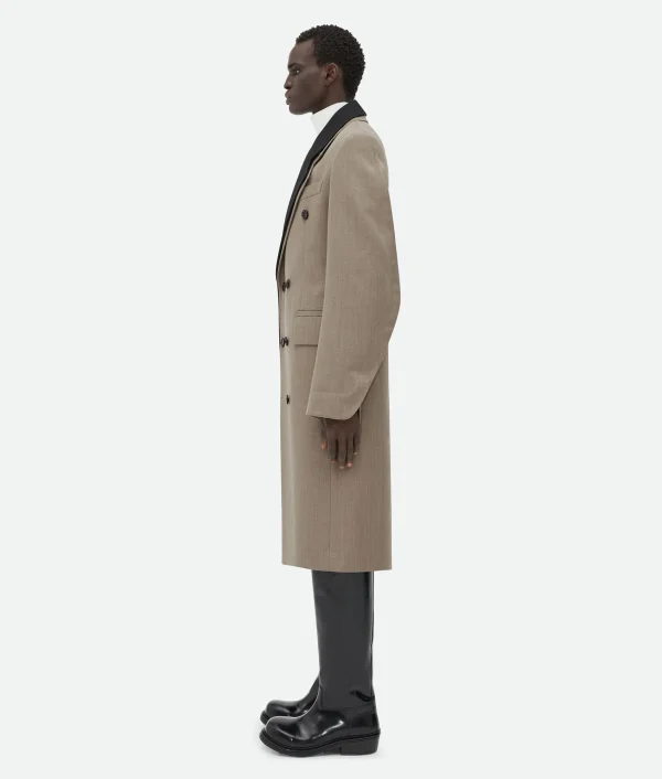 Bottega Veneta Wool Coat With Contrasting Collar> Coats