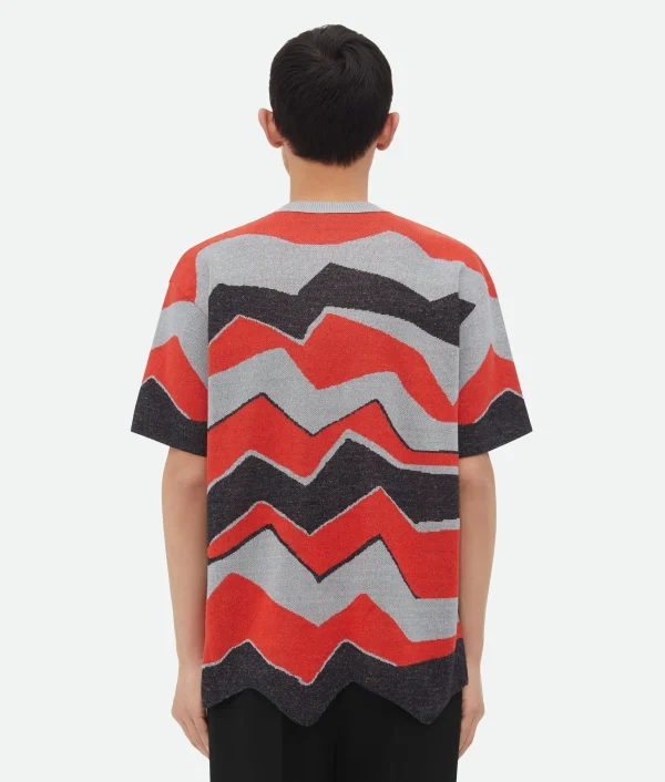 Bottega Veneta Zig-Zag Jacquard Knitted T-Shirt> T-Shirts
